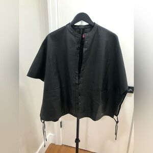 512.Stylish Black 100% Leather Cape Jacket